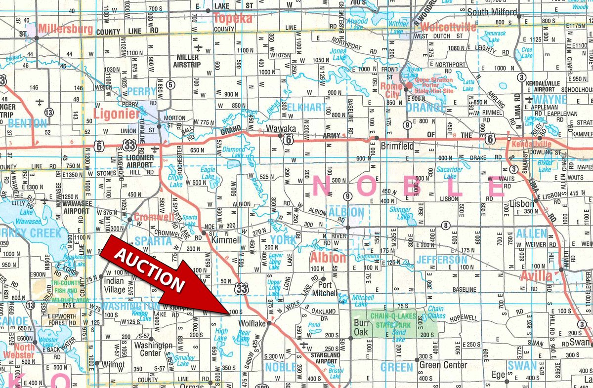 Area map - FARM EQUIPMENT AUCTION IN NOBLE COUNTY, INDIANA